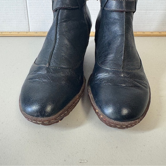 El Naturalista Women's Leather Lagenlook Black Winter Wedge Boots  Size 41 - Picture 2 of 16